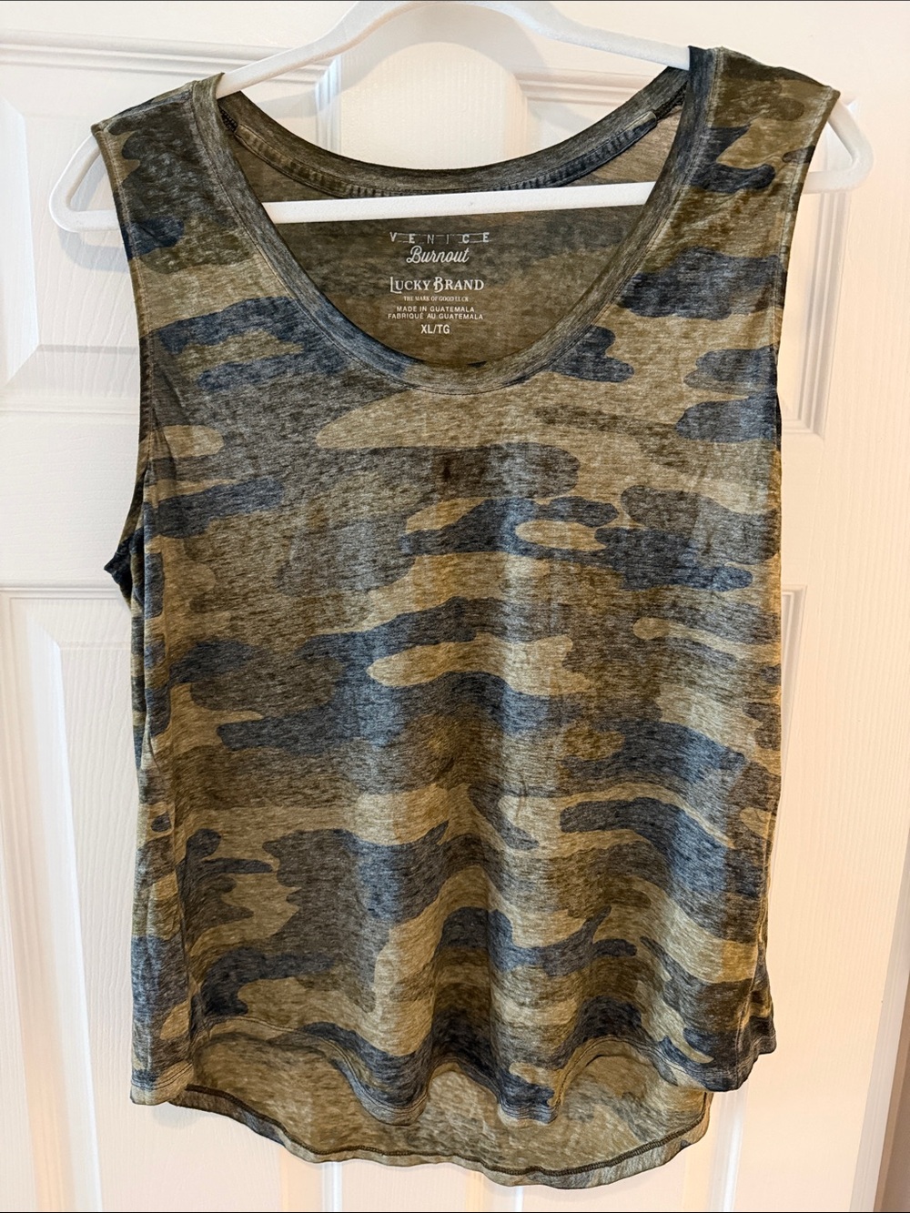 Lucky Brand Olive & Gray Camo Sleeveless Tank